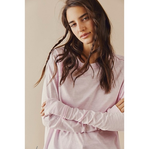 Free People Tops - NWT Free People Arden pink Purple Long Sleeve Relaxed Sweatshirt size small
